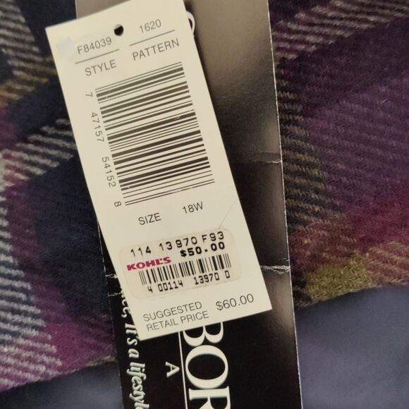 NWT Sag Harbor size 18  plaid sleeveless long dress purple,navy,gray and green - Picture 7 of 8